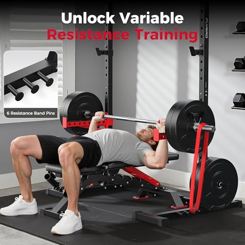 FLYBIRD SR1 Squat Rack with Pull-Up Bar, Adjustable Multi-Functional Power Rack, Inner Width Squat Rack Stand Suitable for 6FT,7FT Barbell for Home Gym Equipment