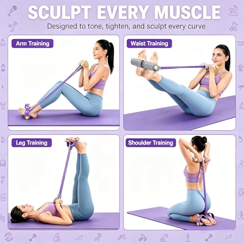 Gropething Resistance Band, 6-Tube, 20 Pounds | Elastic Workout Band, Handles with Foam Grips, Non-Slip, Home Full Body Sculpting & Stretching