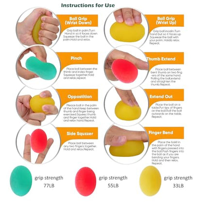 Hand Therapy Putty Kit, Grip Strength Trainer, Forearm Strengthener, Stress Balls, Hand Strengthening Devices 13Pcs Set Grip Strength, Dexterity, Mobility, Injury Stress Relief