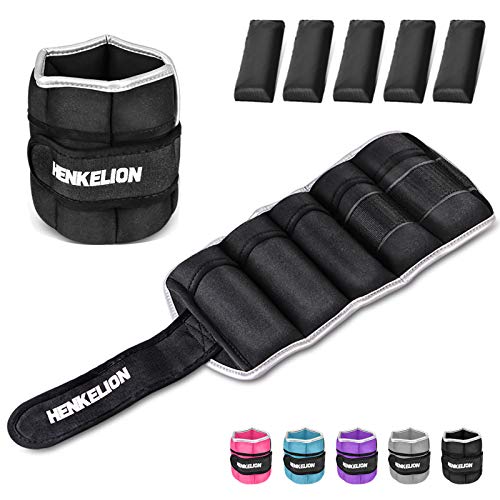 Henkelion 1 Pair 2 3 5 10 Lbs Adjustable Ankle Weights for Women Men Kids, Strength Training Wrist and Ankle Weights Sets for Gym, Fitness Workout, Running, Lifting - Black Grey Pink Blue Purple - color: Black, size: 10 lbs (x2)