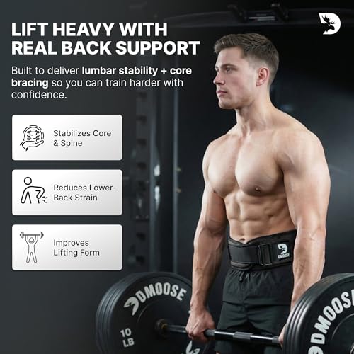 DMoose Fitness Weight Lifting Belt for Squats, Deadlift & Intense Workout - 6" Adjustable Fit Auto Lock Weightlifting Belt for Men & Women - Neoprene Gym Belts for Stability & Lumbar Back Support