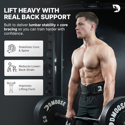 DMoose Fitness Weight Lifting Belt for Squats, Deadlift & Intense Workout - 6" Adjustable Fit Auto Lock Weightlifting Belt for Men & Women - Neoprene Gym Belts for Stability & Lumbar Back Support