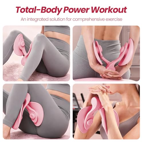 Thigh Trainer [2026 Upgraded], Thigh Trainer Thigh Exerciser, Inner Thigh Exerciser, 360° Pelvic Floor Exercise Devices, Hip Trainer Kegel Excerciser, 20LB Resistance Band, Pink
