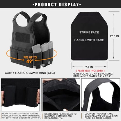 Weighted Vest for Men and Women Adjustable Weight Vests Low Profil Vest Quick Release Strength and Endurance Training Fitness Tactical Running Workouts