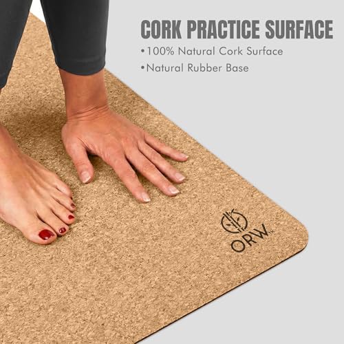 Yoga Mat Natural Cork, Non Slip Yoga Mat for Hot Yoga & Workout, 4mm Thick Natural Rubber Base, 72” x 24” Exercise Mat for Pilates, Fitness & Daily Practice, REACH Tested (SVHC Free), Includes Carry Strap