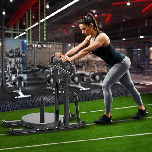 Dolibest Weight Sled, Fitness Sled, Workout Sled for Fitness Strength Training and Speed Improvement, Push-Pull Prowler Training, Suitable for 1-2" Weight Plates, Black