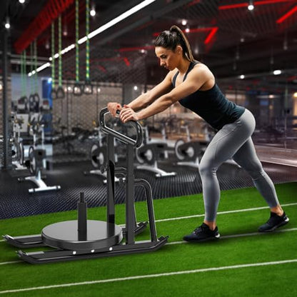 Dolibest Weight Sled, Fitness Sled, Workout Sled for Fitness Strength Training and Speed Improvement, Push-Pull Prowler Training, Suitable for 1-2" Weight Plates, Black