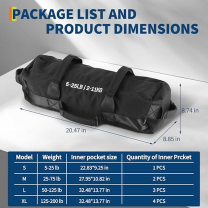 Garvee Sandbag for Fitness Weights Training,5-200 LBS Adjustable Weighted SandBag for Strength Powerlifting Running Home Gym Exercise,Black - size: 5-25 LBS
