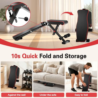 2026 ALSO GO New Adjustable Weight Bench, Workout Benches with Leg Extension, Foldable Incline Decline Bench Press, Roman Chair, Full Body Strength Training Equipment for Home Gym - color: Deep Black