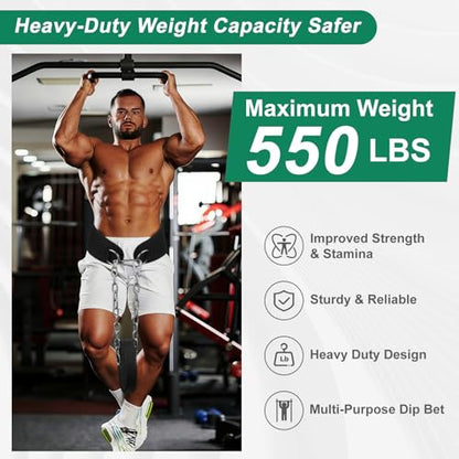 Dip Belt, Professional Weight Lifting Belts with 38 IN Steel Chain, Reliable & Durable Weight Belt for Men, Heavy Duty Weightlifting Belts for Pullups, Squats, Dips, Weight Lifting