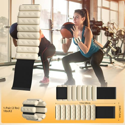 Pilates Wrist and Ankle Weights for Women - Adjustable Weighted Bangles for Men, 2 lbs Weighted Arm Bands Foot Leg Weights for Walking, Yoga, Training, Exercise, Running, Set of 2 (1LB Each) - color: Light Beige