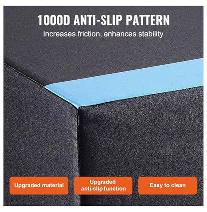 Plyometric Jump Box 3-in-1, 16/14/12 Inch - Fitness Agility Platform for Home Gym, Strength & Conditioning, Anti-Slip, Black