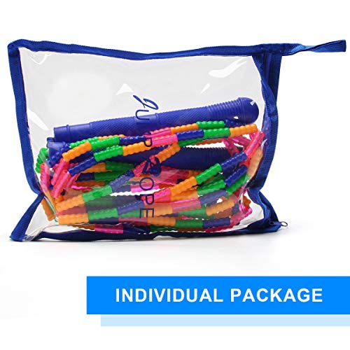 16 FT Long Jump Rope(1 PACK), Double Dutch Jump Ropes, Soft Beaded Skipping for Kids Adults, Plastic Segmented Long Enough for 4-5 Jumpers - color: Blue