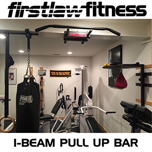 Firstlaw Fitness 600 LBS Limit - I-Beam Pull Up Bar - Bent Bar – RED - Rubber Grips