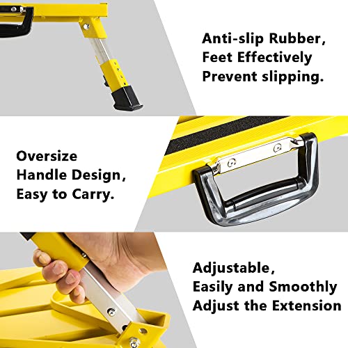 Homeon Wheels Adjustable Aluminum RV Step Stool, Folding Non-Slip Platform, Yellow - color: Yellow