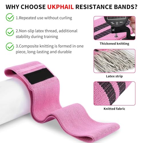 3 Booty Bands Pilates Flexbands Hip Thigh Glute Bands Set Stretch Exercise Bands Fabric Elastic Exercise Resistance Band for Working Out Legs Bands with Workout Bands Guide.