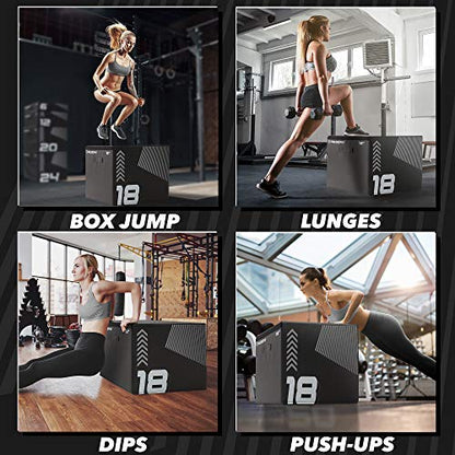 Philosophy Gym Soft Foam Plyo Box, Stackable Plyometric Jump Box for Home Gym, HIIT, Jumps, Step-Ups, Agility and Strength Training