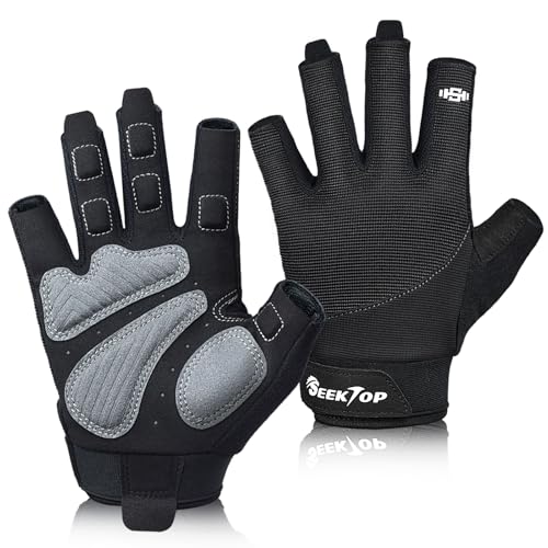 Seektop Padded Workout Gloves for Men & Women: Excellent Grip Gym Gloves - color: Black, size: X-Large