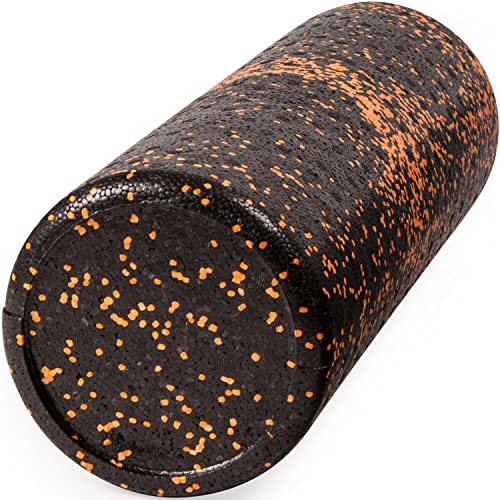 JFIT High Density Foam Roller – EPP Deep Tissue Massage Roller for Muscle Recovery, Myofascial Release & Stretching - color: Speckled Orange, size: 18-Inch