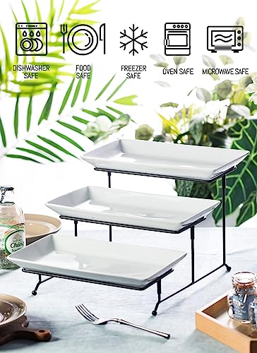 LYEOBOH 3 Tier Serving Tray, Tiered Serving Tray, Platters for Food Display - color: Black, style: 12inch Rectangle platter