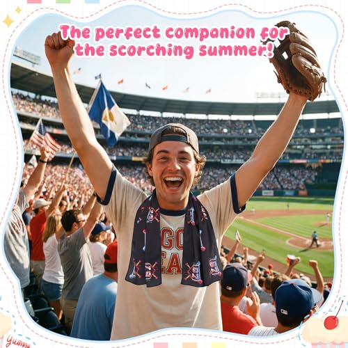 12 Pcs Baseball Party Favors Towels 67 Ice Cream Drip, Cooling Towels 40" x 12" Team Gift for Workout Gym Sport Party Favors Swim Youth(67 Baseball)
