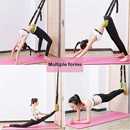 Yoga Fitness Stretching Strap, Door Flexibility Stretching Strap, Improve Leg Waist Back Flexibility Back Bend Assist Trainer, for Rehab Pilates Ballet Dance Cheerleading Splits Gymnastics - color: purple