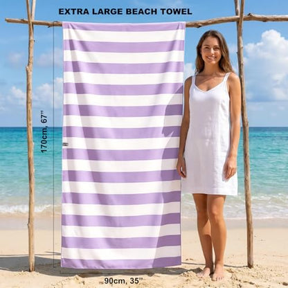 Your Choice Microfiber Beach Towel Sand-Free Quick Dry (67"x35"/60"x30") - color: D-lombok Lilac, size: Extra Large(67x35")
