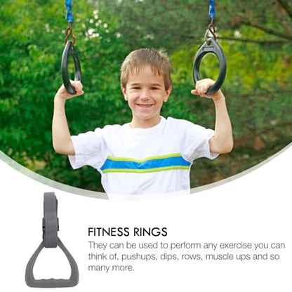 VILLCASE ’s Gymnastic Rings Set 2pcs with Adjustable Straps Gray Fitness Rings for Home Strength and Shoulder Joint Training Equipment