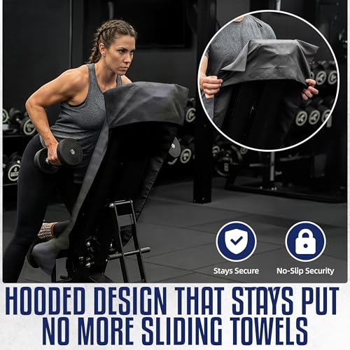 Hooded Microfiber Gym Towel – Highly Absorbent Car Seat Towel with Carry Bag – Double-Sided Sweat Towel, Reversible, Quick Dry & Sand-Resistant Fabric, Camouflage, 130 x 60cm