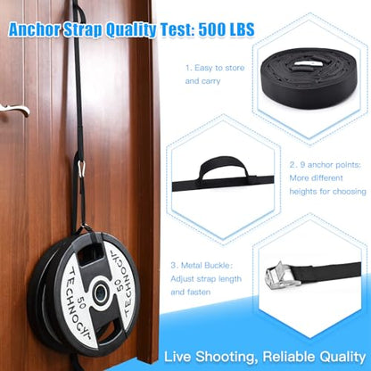 Door Anchor Strap for Resistance Bands Exercises, Multi Point Anchor Gym Attachment for Home Fitness, Portable Door Band Resistance Workout Equipment, Easy to Install, Punch-Free, Nail-Free