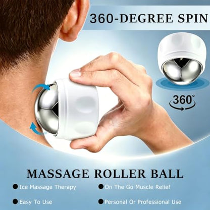 Massage Ice Roller Ball Cold & Heat Therapy Tight and Sore Muscles Relief - color: White