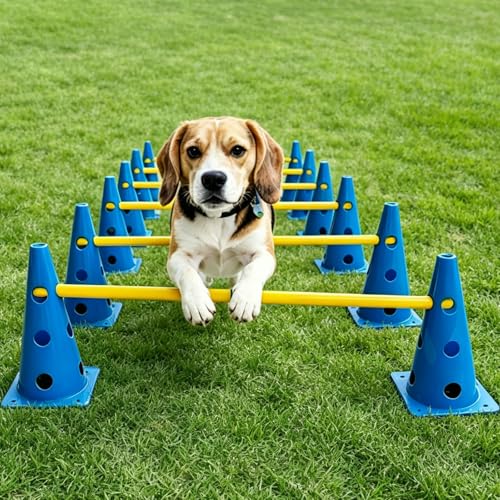 12 Dog Agility Hurdle Cones 3 Heights for Dog Training (Blue) - color: SLV-Hurdle Cone 12