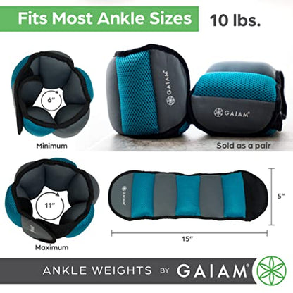 Gaiam Ankle Weights, Wearable Bracelet to Strengthen, Tone & Sculpt, Adjustable Ankle Weights for Women & Men for Yoga, Dance, Pilates, Barre, Cardio, Home & Gym Use