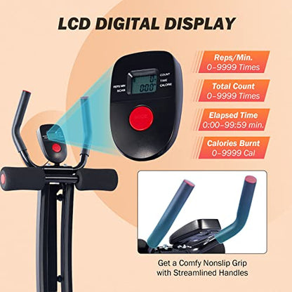 ZELUS Ab Machine for Home Gym, Core Strength Training Equipment for Home Fitness, Ab Crunch Coaster with 4 Intensities and Digital Display, Foldable Core Trainer for Abdominal - style: Ab Machine