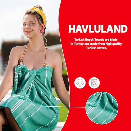 HAVLULAND Turkish Beach Towel Set of 6 Oversized 72x40 100% Turkish Cotton - color: Grey, size: 6 Pack