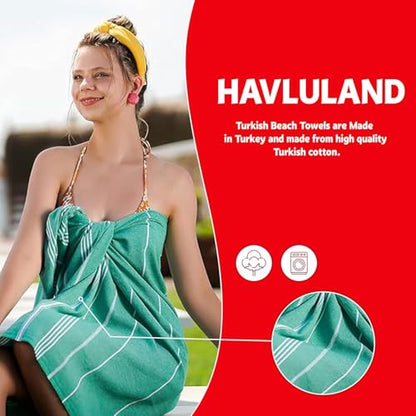 HAVLULAND Turkish Beach Towel Set of 6 Oversized 72x40 100% Turkish Cotton - color: Grey, size: 6 Pack