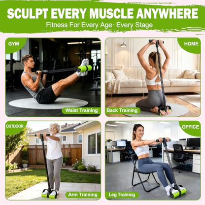 Foot Pedal Resistance Bands with Handles, 6-Tube Multifunction Exercise Bands, Durable Home Gym Fitness Equipment for Women & Men - color: Black-green