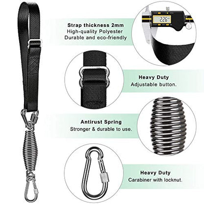 Dolibest Punching Bag Hangers Strap, Heavy Bag Strap Hanger for Home Gym Training Workout Fitness Conditioning Pull Ups and Dips Exercises Equipment - color: Black with spring