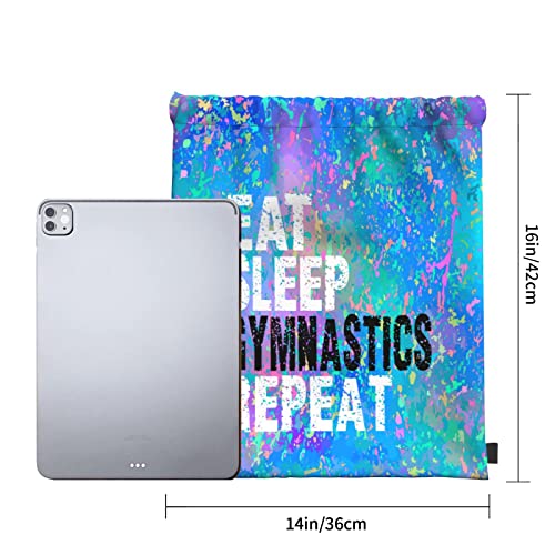 Drawstring Backpack Gym String Bag Sports Drawstring Sackpack For Women Men - color: Eat Sleep Gymnastics Repeat