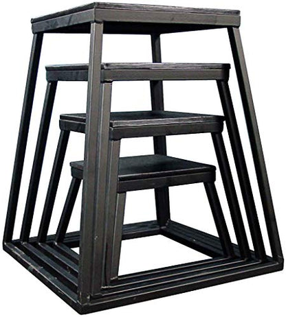 Ader Sporting Goods Plyometric Platform Box 4 Pcs Set- 12", 18", 24", 30" Black