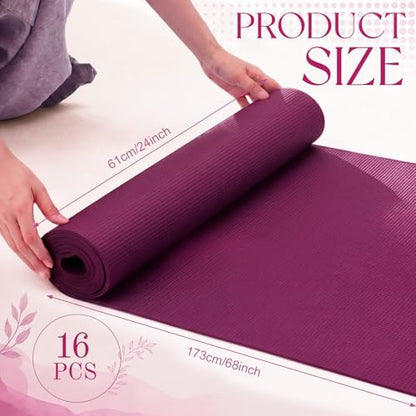 Funtery 3 mm Thin Yoga Mats Bulk, 68 x 24 in - color: Boysenberry
