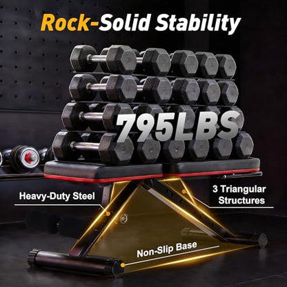 Adjustable Weight Bench 795 lbs, Foldable Incline Bench Press - color: Jet Black