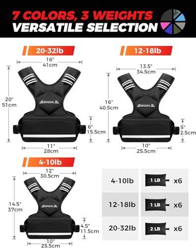 BAGAIL Adjustable Weighted Vest for Women 4-10lb, Comfortable U-Neck Rucking Vest with 6 Removable Weights, Storage Pocket and Reflective Strips for Walking, Jogging, Weight Loss & Home Workouts