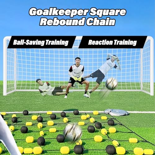 Soccer Training Equipment Goalkeeper Trainer, Goalie Training Equipment with Square Ball Deflector, Reaction Training Aid for Reflex Agility and Hand Eye Coordination Drills