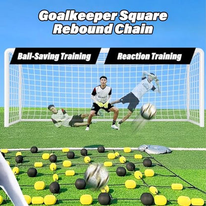 Soccer Training Equipment Goalkeeper Trainer, Goalie Training Equipment with Square Ball Deflector, Reaction Training Aid for Reflex Agility and Hand Eye Coordination Drills