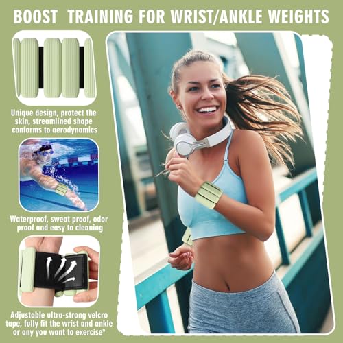 Wrist Weights, 2Pack Adjustable Wearable Wrist Ankle Weights for Women/Men, Silicone Wrist Bangles for Walking, Yoga, Pilates, and Gym, Arm & Leg Workout, 2lb - color: Green