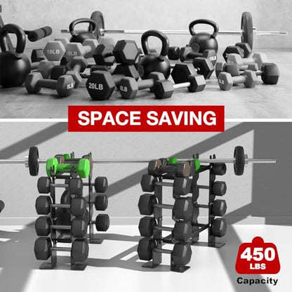 Dumbbell Rack Stand Only, Weight Rack for Home Gym Dumbbells, 5 Tier 450LBS Capacity Weight Holder Organizer, Black Weight Storage Racks Suitable for 1-45 LBS