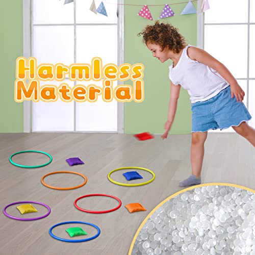 Eocolz 3 in 1 Carnival Games Set, Soft Plastic Cones Bean Bags Ring Toss Games for Kids Birthday Party Outdoor Games Supplies Combo Set - color: purple