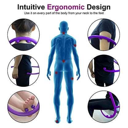Massage Trigger Point Cane, Muscle Release Tool Self Massage Hook Cane, Handheld Back, Neck, Shoulder, Leg and Feet Massager Rod, Body Deep Tissue Gifts for Men & Women, Purple