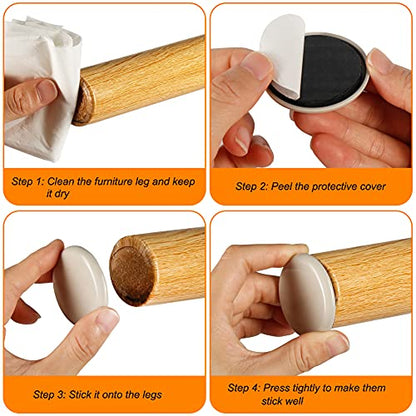 Shintop Furniture Sliders, 12Pcs 2 Inch Adhesive Furniture Movers - size: 12pcs 2" Beige